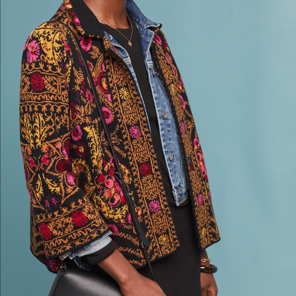 Anthropologie Moth Payton Jacquard Sweater Jacket